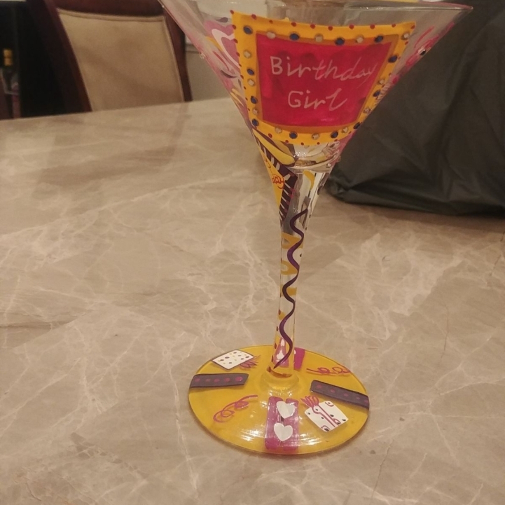 Lolita Birthday Girl Martini Glass - Pink and Yellow